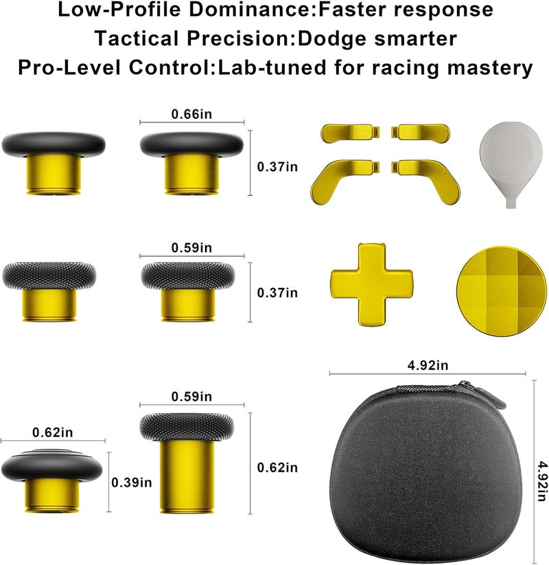 ZAPOLEX 14-in-1 Controller Accessories Kit Compatible with Xbox Elite Series 2, 6 Premium Metal Thumbsticks, Swap Joysticks, 4 Interchangeable Paddles, 2 D-Pads, 1 Tool & 1 Storage Bag (Bright Gold) - Image 5